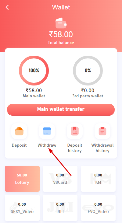 choose withdraw option